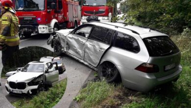 Photo of Zderzenie dwóch BMW na Rakowskiej w Piotrkowie. Droga w stronę S8 zablokowana