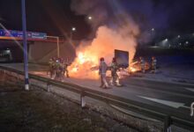 Photo of Na A1 doszczętnie spłonął samochód dostawczy – FILM, ZDJĘCIA